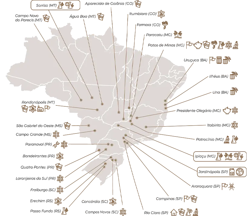 Mapa agroceres, territorio de atuação